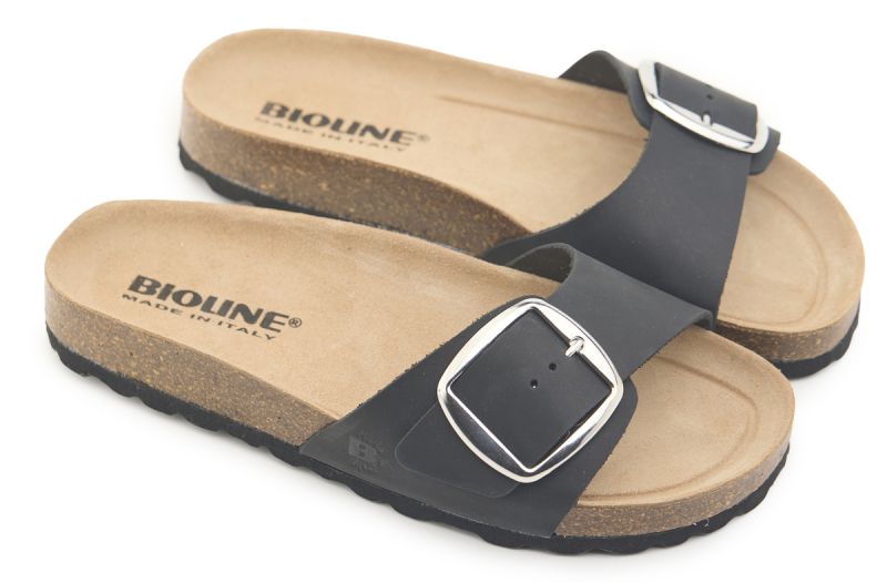 Ciabatta Bioline Nappa Nero 1 Fibbia Grande