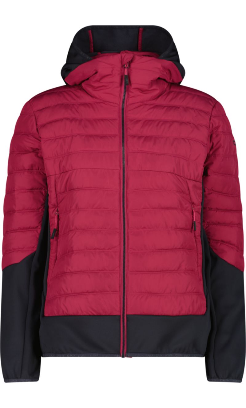 Giacca W Hybrid Fix Hood Amaranto