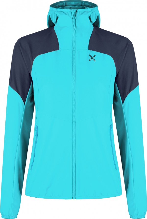 Jacket Montura W Rise Hooded Turquoise Graphite Blue