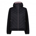 JACKET CMP W HYBRID FIX HOOD GRID POLYESTER ANTRACITE PINK
