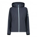 JACKET CMP W ZIP HOOD SOFTSHELL TITANIO ACQUA