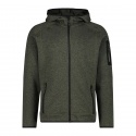 JACKET CMP FIX HOOD JACQUARD KNITTED OLIVE NERO